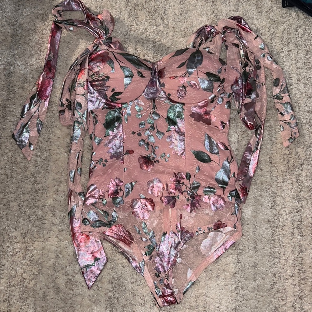 Floral corset bodysuit